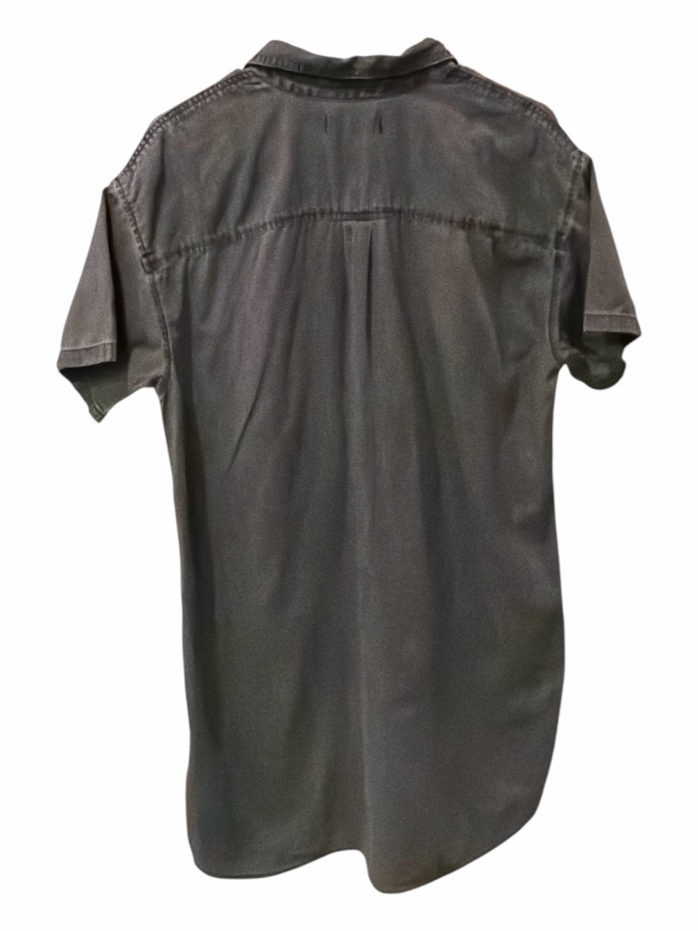 Madewell Denim Popover Shirt Dress Medium Charcoal Gray Utility Cotton Mini - Picture 3 of 6